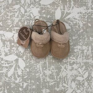 BearPaw Kids Tan Slippers with Cream Lining